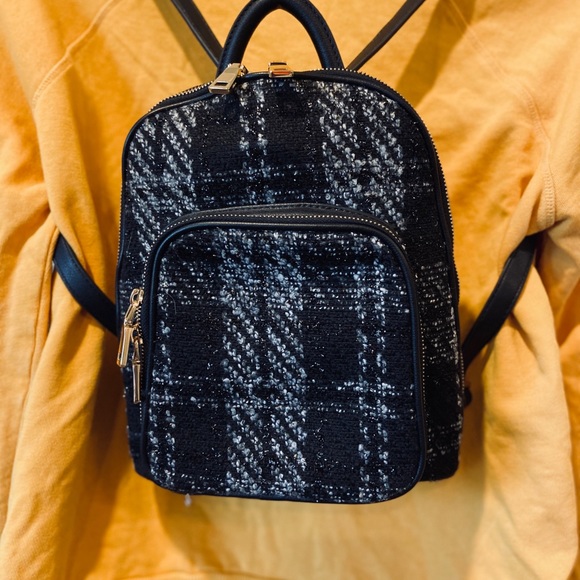 INC International Concepts Handbags - Vegan wool, grey plaid mini back pack.